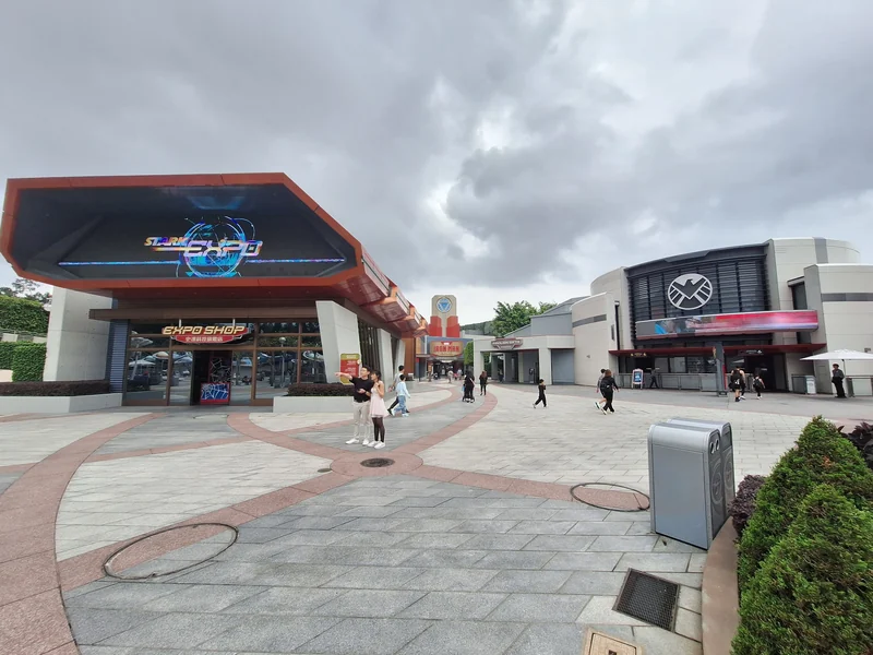 Tomorrowland at Hong Kong Disneyland, the area being expanded with the new Avengers attraction